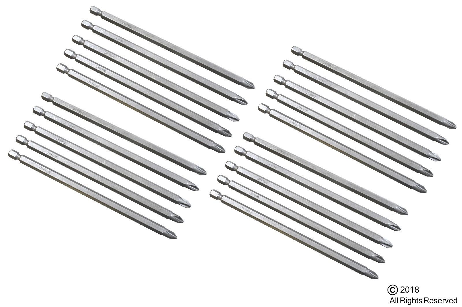 20 pc 6" INCH  #2 PHILLIPS SCREW STEEL DRILL BITS W/ MAGNETIC TIPS