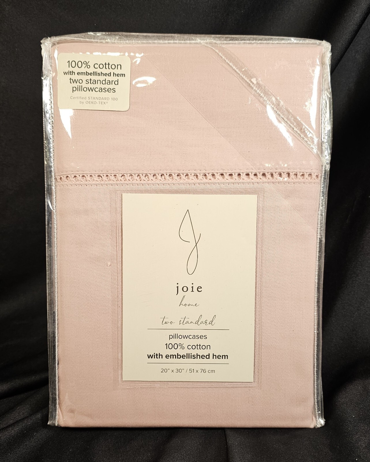 joie 2 Standard Pillowcases Rose Pink 100% Cotton Embellished Hem FREE SHIPPING!