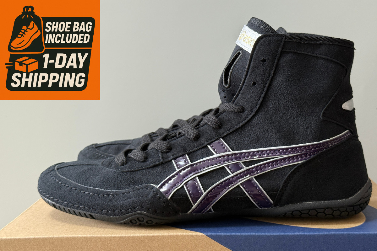[Shoe bag] Asics Wrestling Shoes EX-EO 1083A001 Black x Purple x Silver