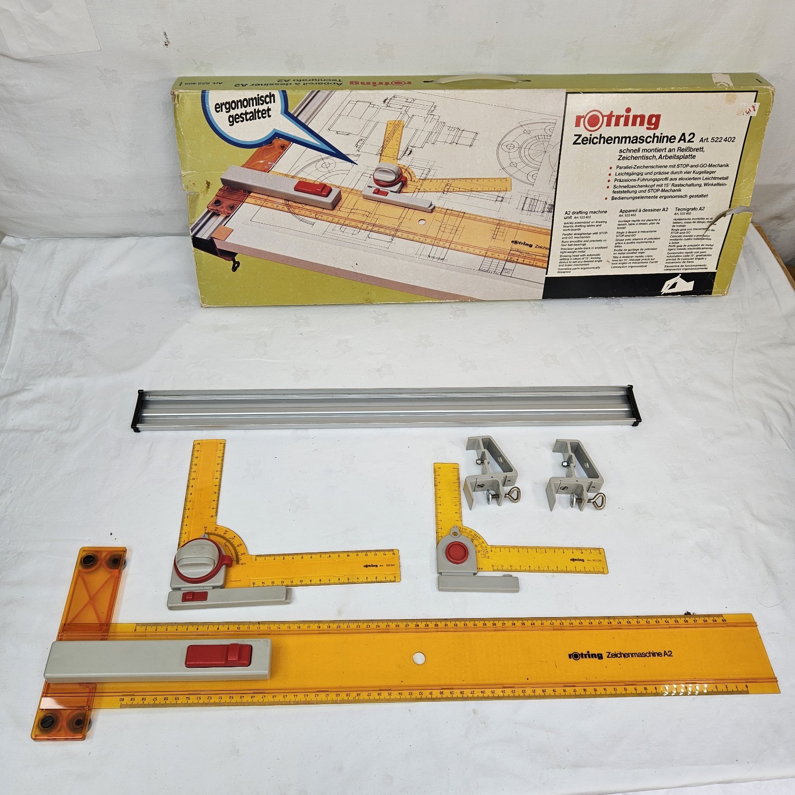 Rotring A2 Drafting Machine Art 522402 Drawing Board Parallel Rule Set Germany