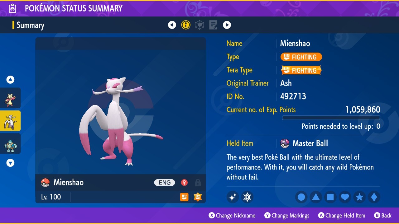 Pokemon Scarlet and Violet PSV - Shiny 6IV Mienshao