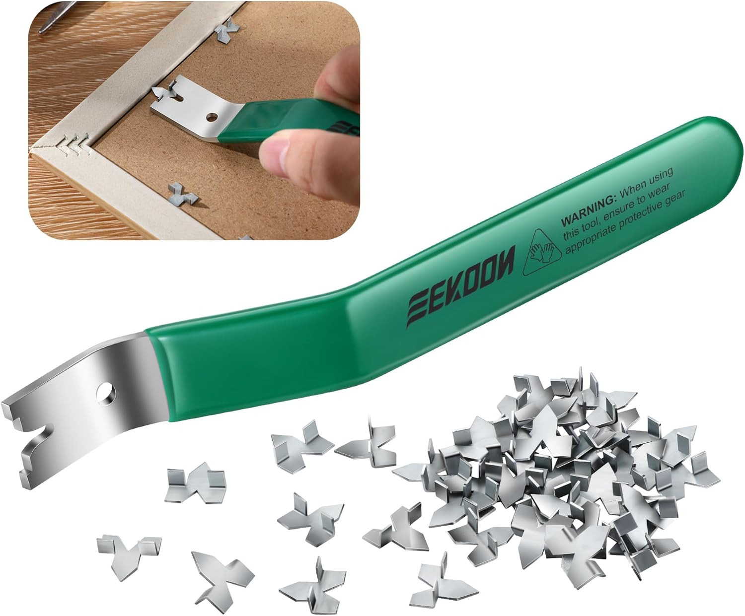 Feekoon 1 Pcs Glazier Point Driver with 100 Push Points, Green | for Glass, Pict