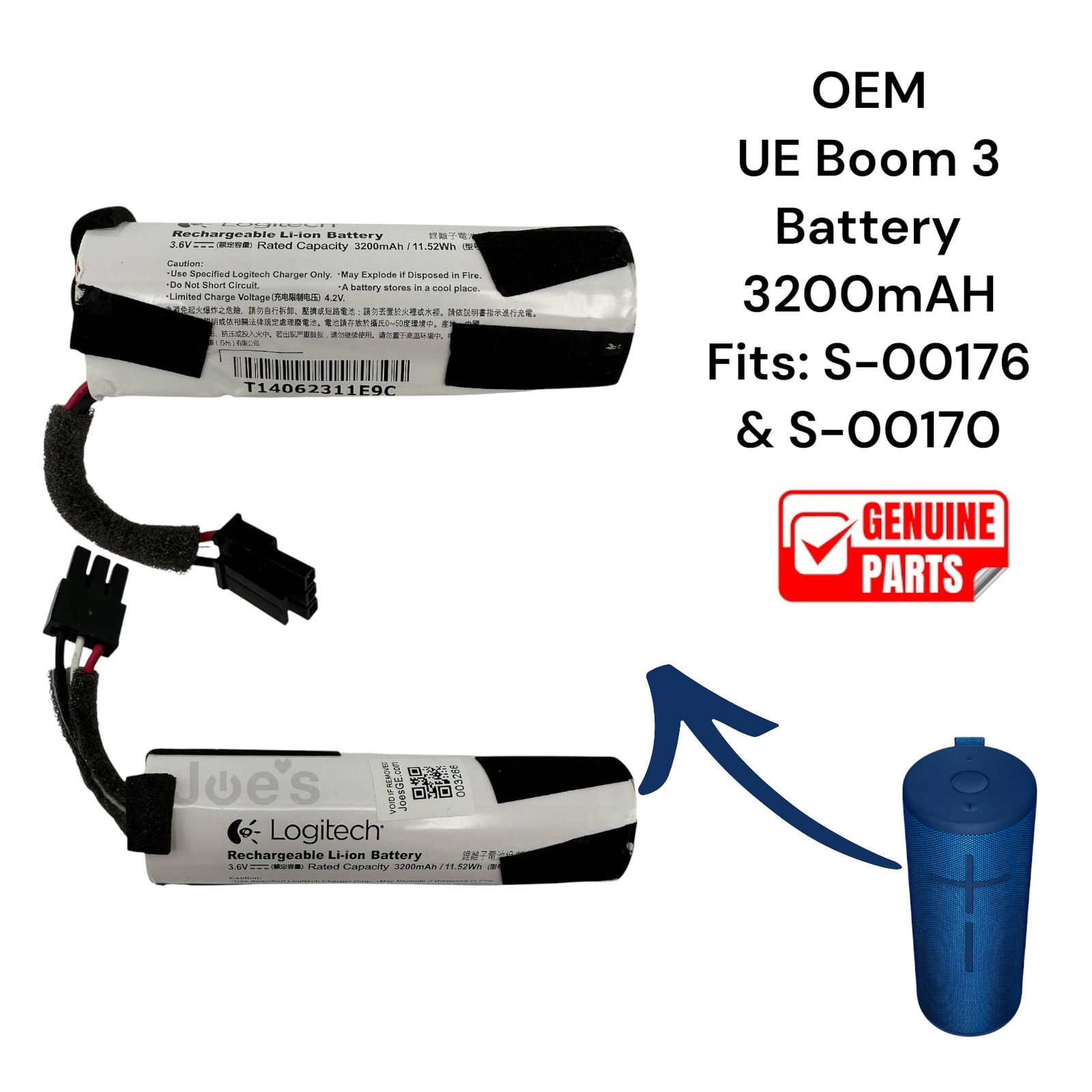 UE Boom 3 Battery 3200mAh 533-000104 for S-00170 S-00176 Speaker Grade A