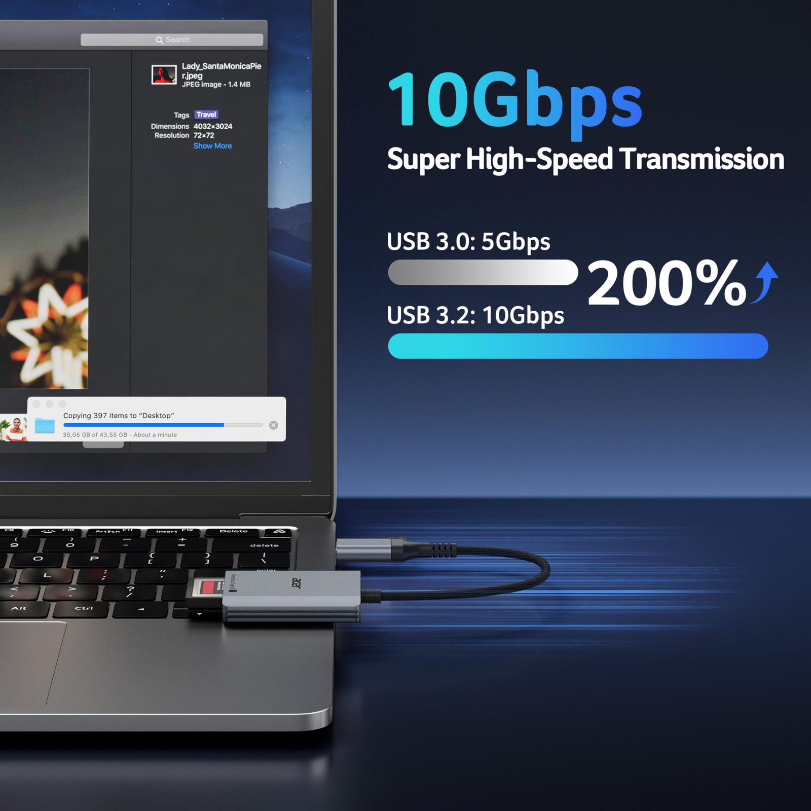 CFexpress Type B Card Reader, 10Gbps USB 3.2 Gen 2 CF Express Type B Card Ada...