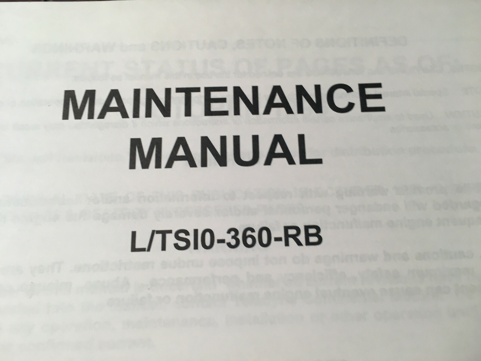 Continental L/TSIO-360-RB  Engine Maintenance Manual