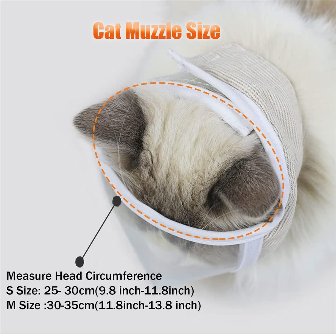 Cat Muzzle, Breathable Muzzles Face Mask Adjustable Kitten S, White