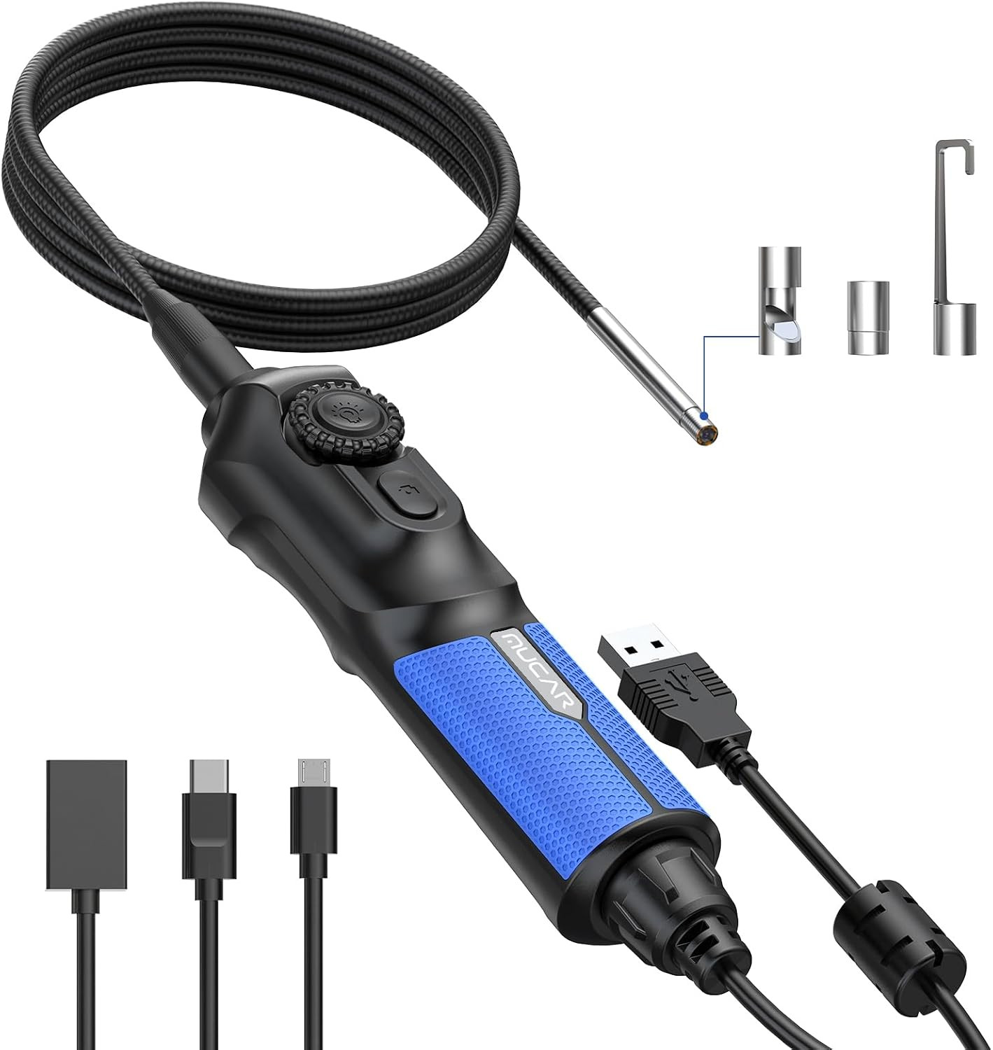 MUCAR E021 USB Endoscope Borescope, 720P Borescope with 6 Adjustable LED Light,
