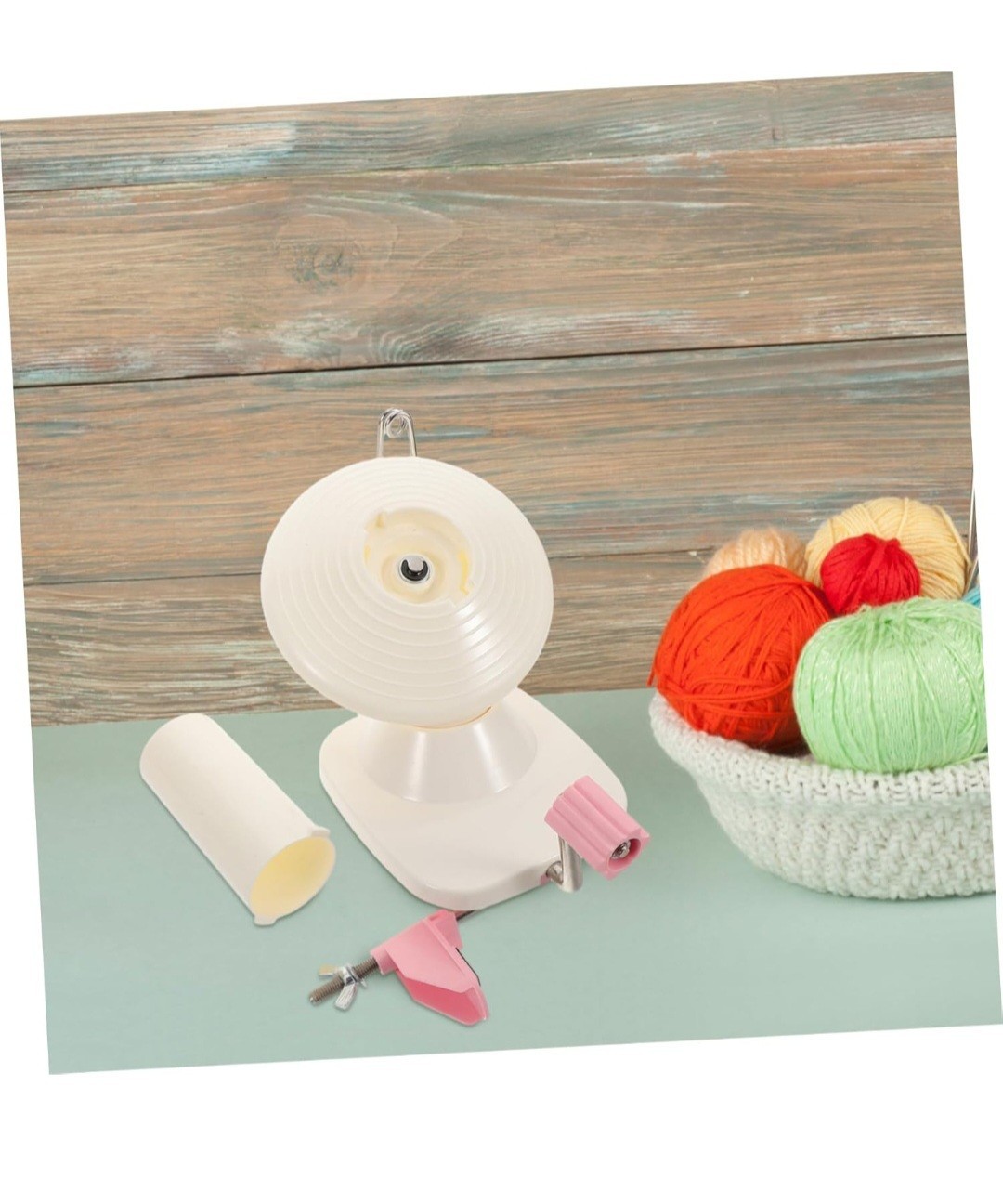 Yarn Ball Hand Winder Table Mount Pink White