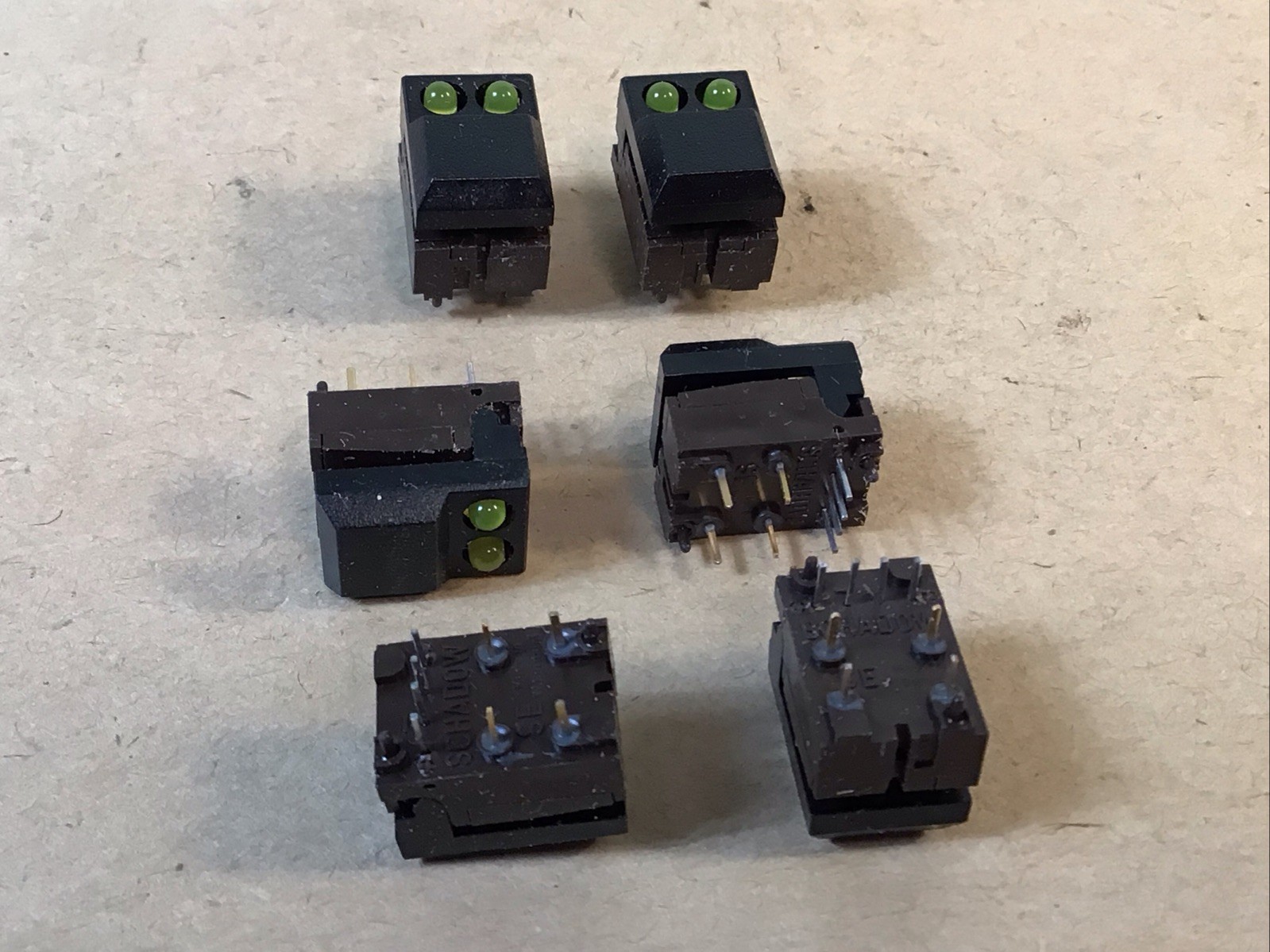 (6) -Schadow C&K Digitast 6610-0002 SPDT Black Momentary Key Switch Dual Led NEW