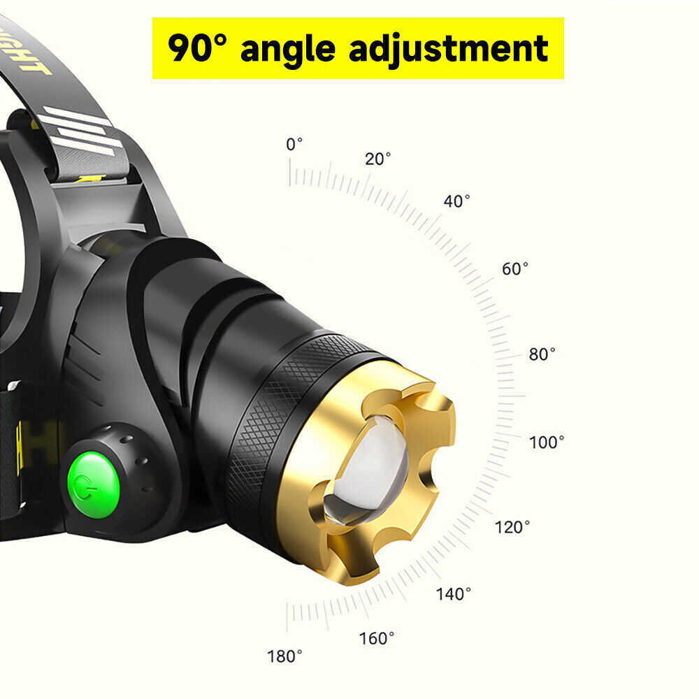 Powerful 12000000LM LED Rechargeable Headlight Zoomable Headlamp Head Torch US