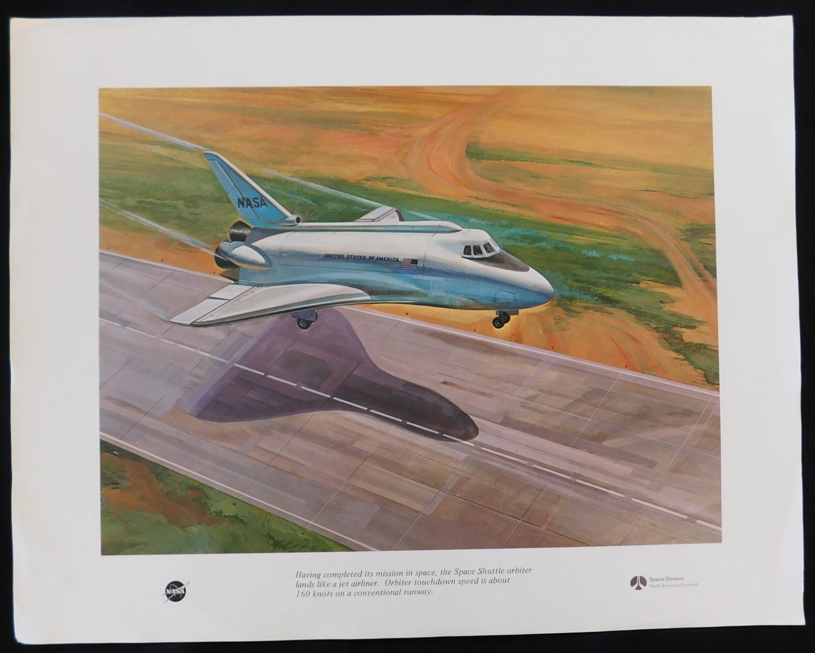 Nasa/Rockwell Space Shuttle Landing 11x14 Lithograph