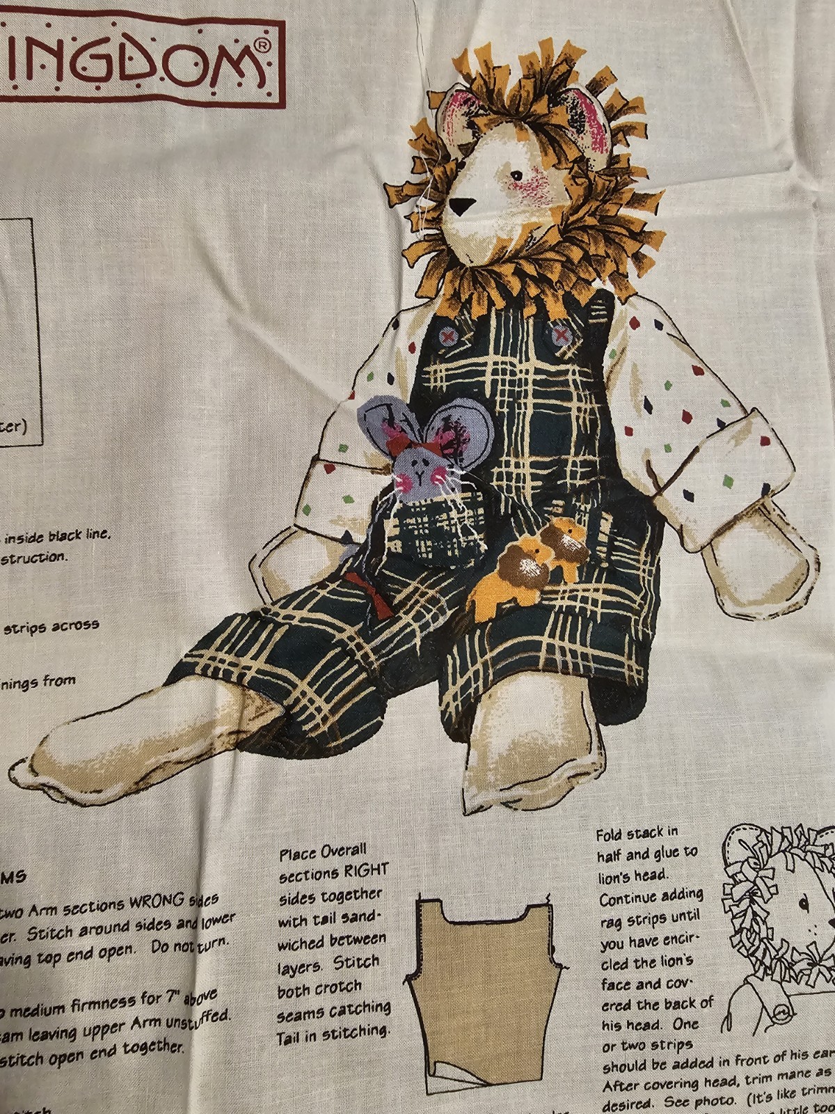 Rory Lion By Daisy Kingdom Vintage 1998 Sewing Pattern