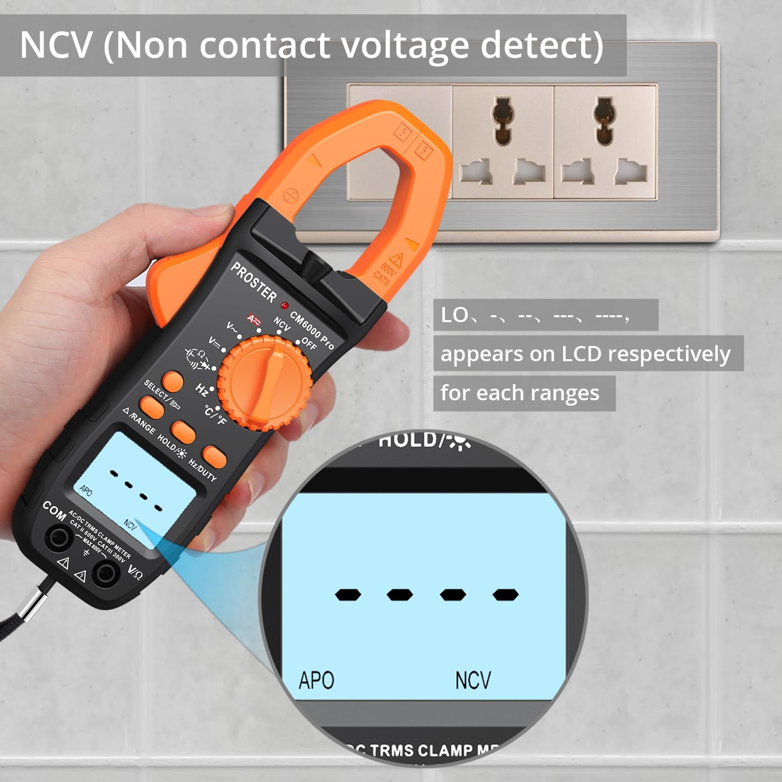 Proster Digital Clamp Meter 6000 Count - 800A DC AC Current Ammeters AC/DC Vo...