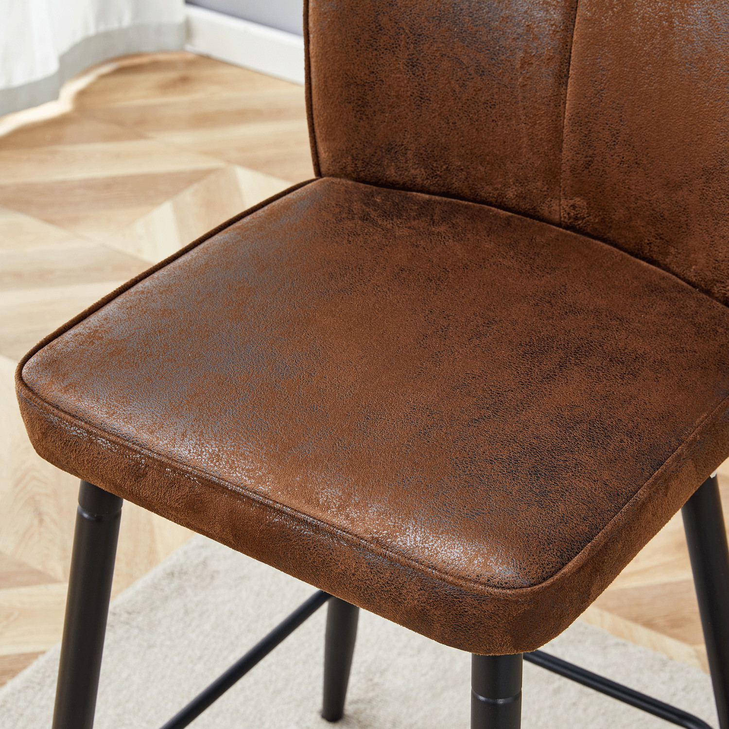 Set of 2 Bar Stool Tech Cloth Upholstered Bar Chair Counter Height Dining Chair
