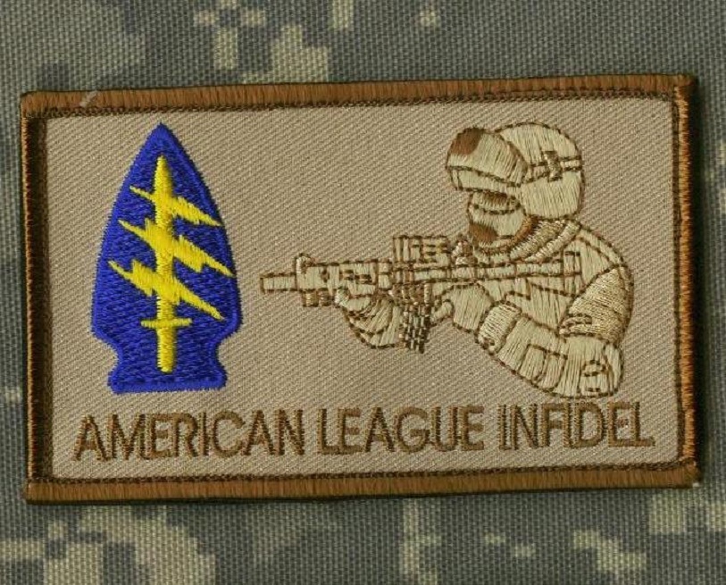 ISAF JSOC 5HT SPECIAL FORCES GROUP SFG JTF vêlkrö PATCH: AMERICAN LEAGUE INFIDEL