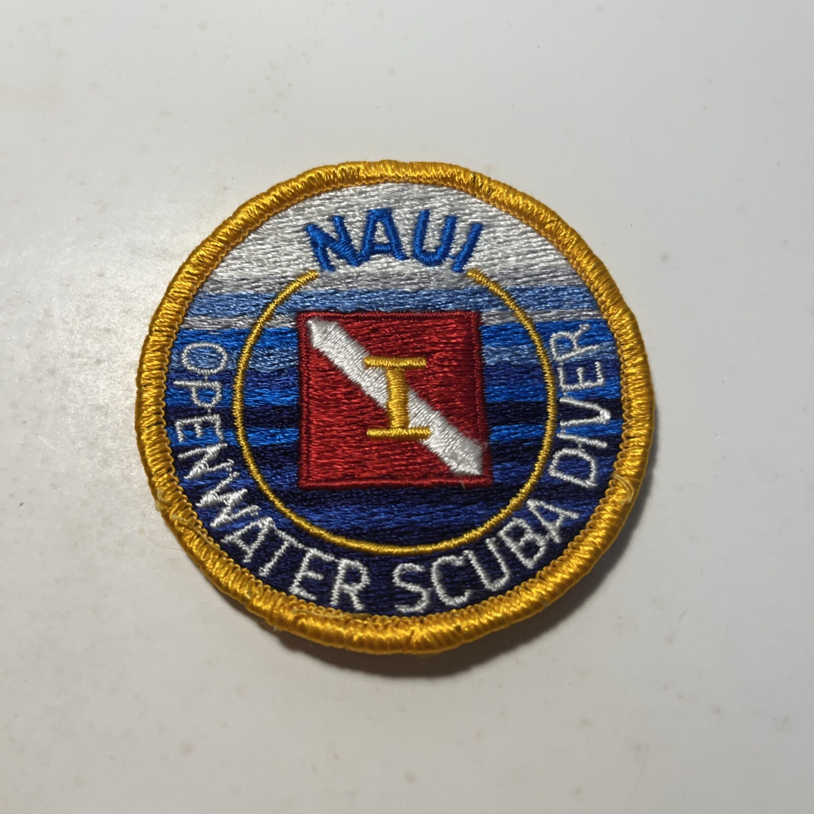 NAUI Open Water Scuba Diving Patch ~ Diver Down Flag Instructor ~ 3” Round