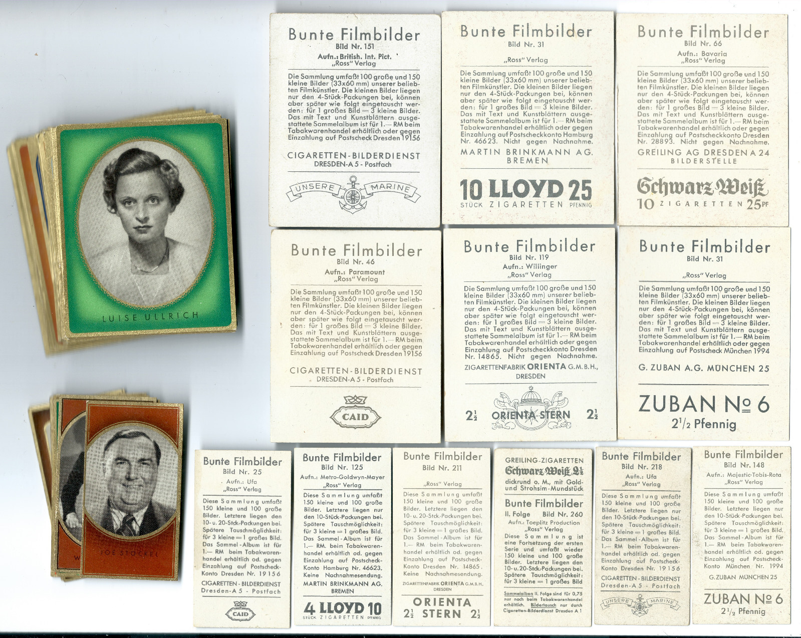 1936 Bunte Filmbilder Series 1 Film Star Tobacco Cards, You Pick