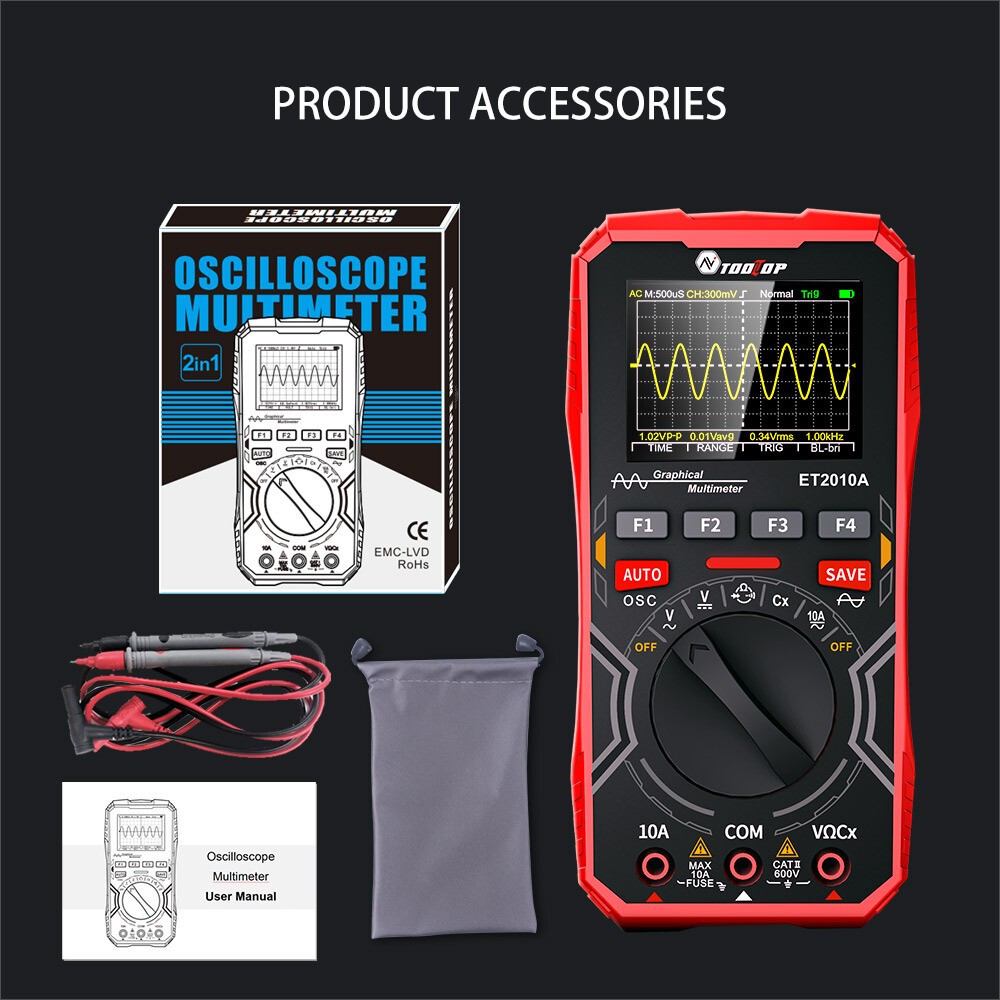 2-in-1 Oscilloscope Multimeter Digital Display Handheld Oscope Meter 1Mhz US