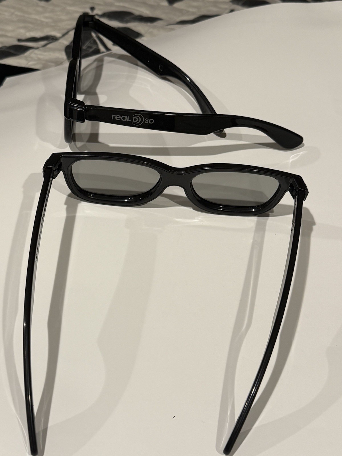 Real D 3D Glasses Video Movies Black Thick Frame 6" Long Retro Style - Set Of 2