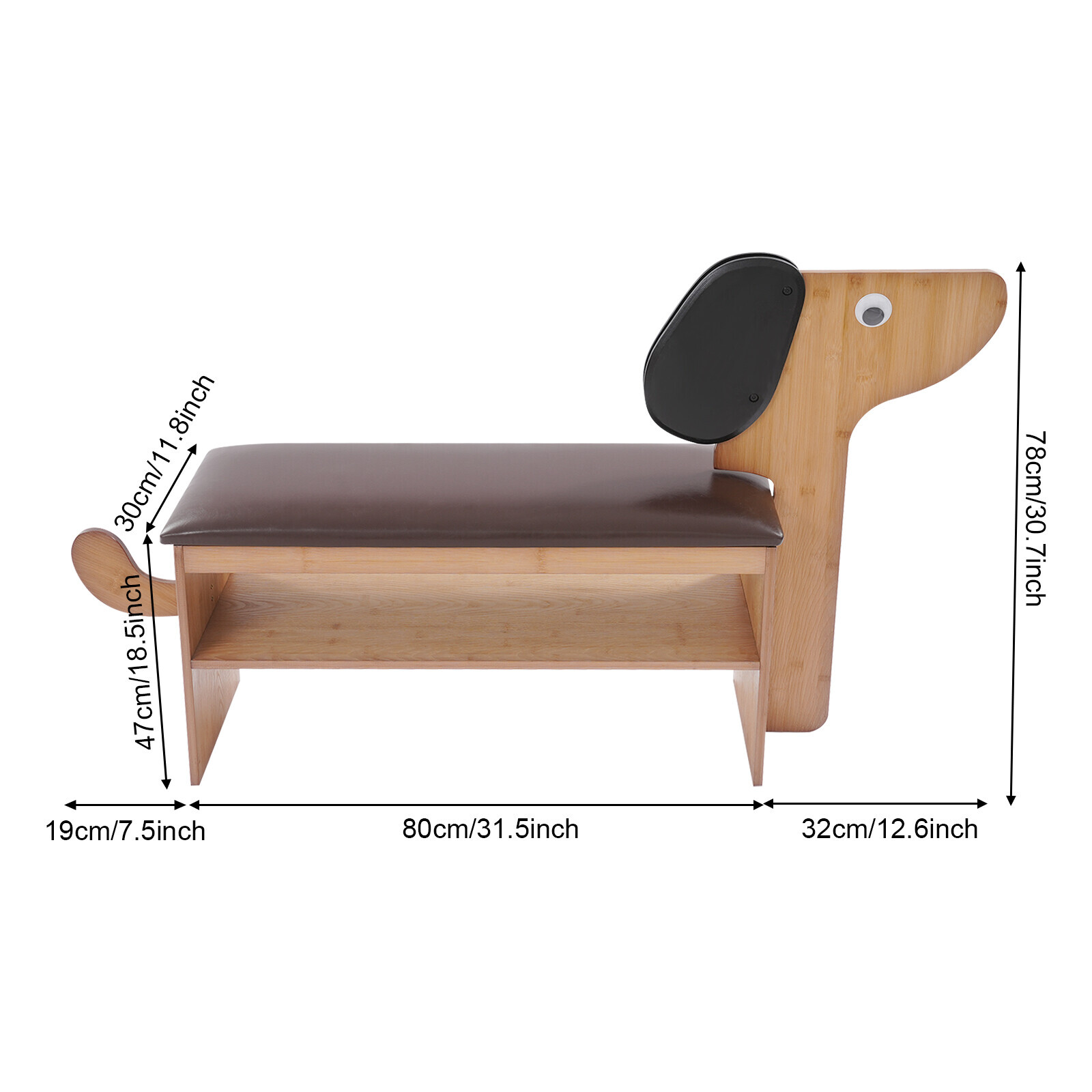 2 Tier Cute Dog Shape Shoes Rack Bench for Entryway Shoe Rack Bench w/ Cushion