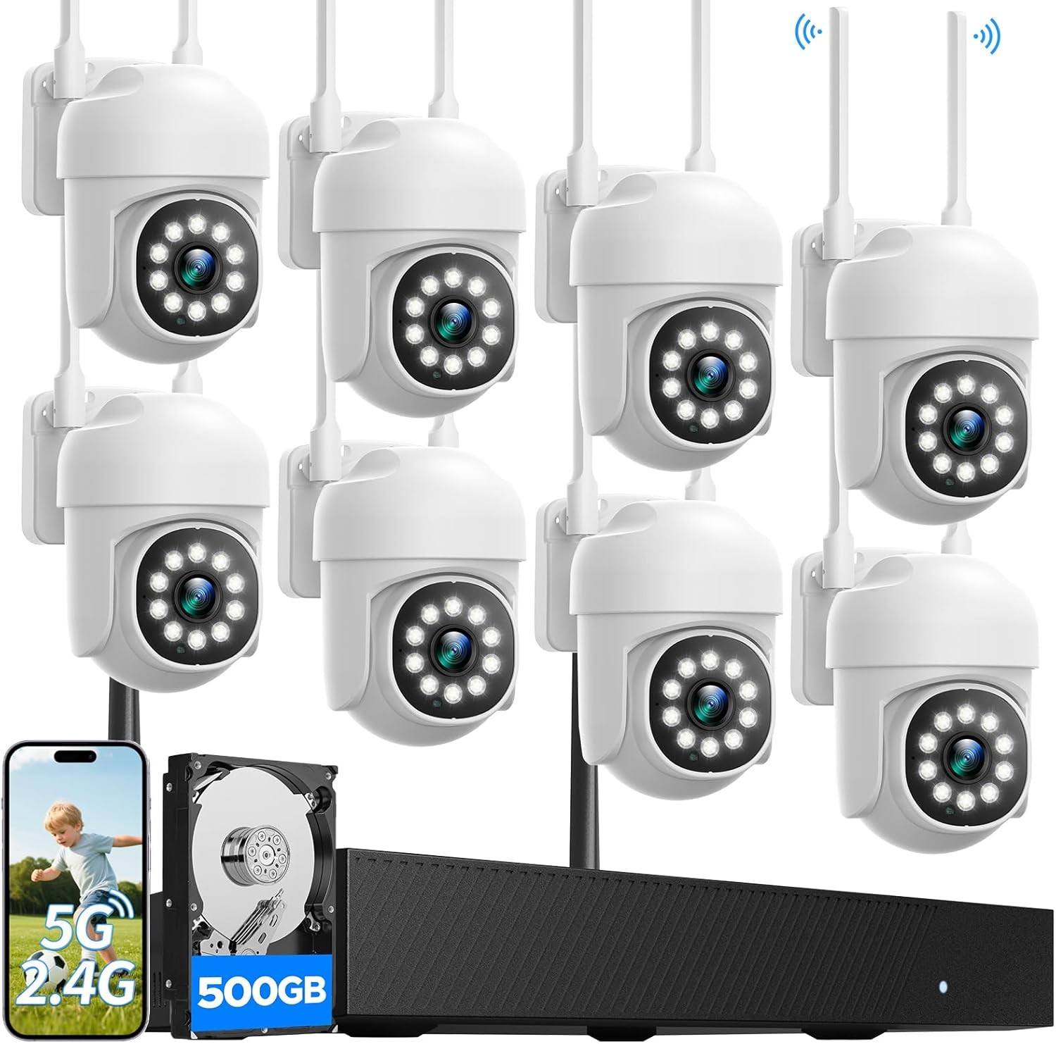 CAMCAMP 16CH 4K NVR Wireless  Home Security Camera System CCTV PTZ WiFi Cameras