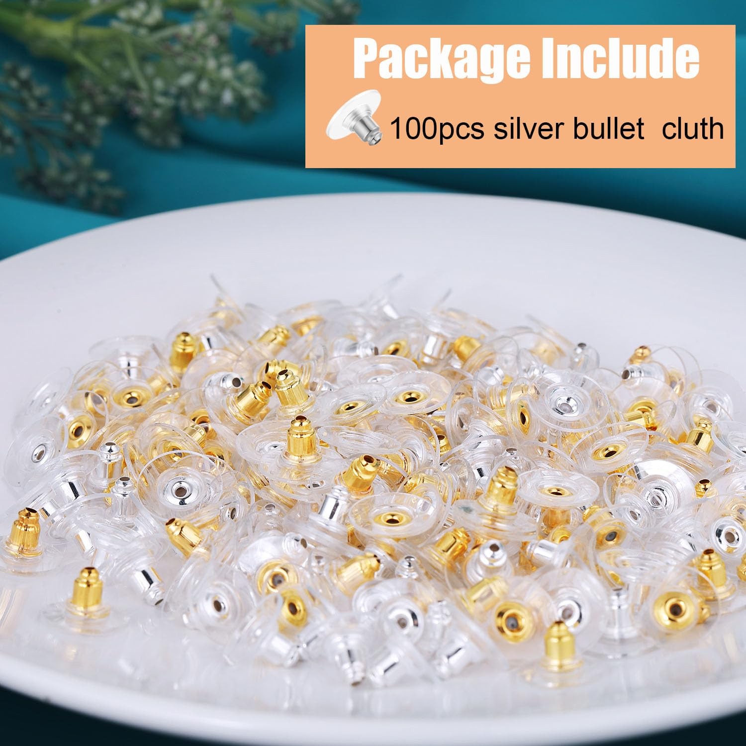 Earring Backs, Kerryjewl 100pcs Flat Backs for Copper Silver