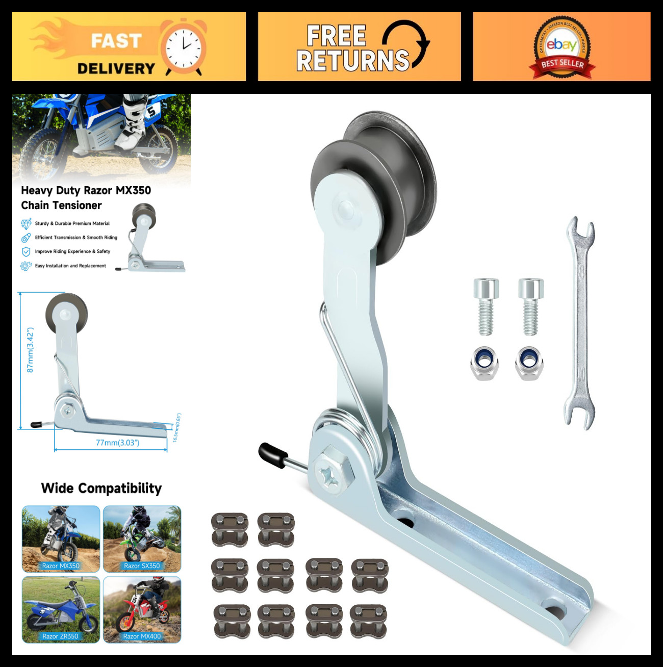 Heavy Duty Chain Tensioner Adjuster for MX350 MX400 SX350 ZR350 Dirt Bike & Scoo