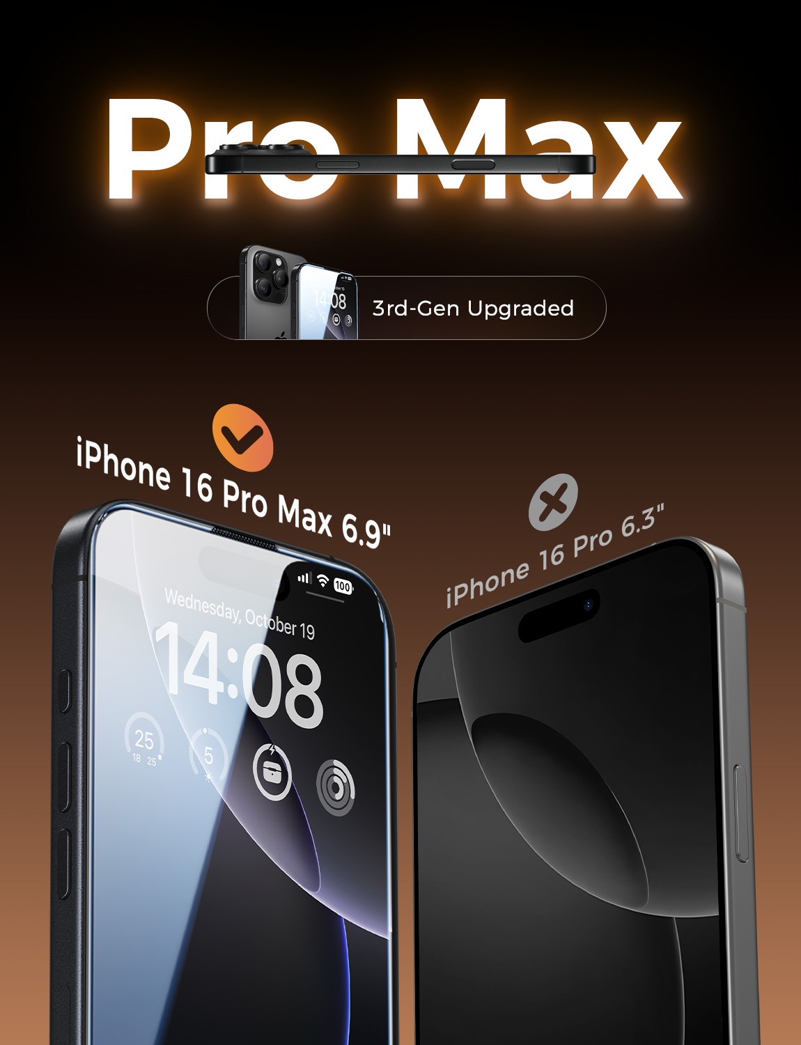 MAGIC JOHN 3rd Gen for iPhone 16 Pro Max Screen Protector Tempered Glass Privacy