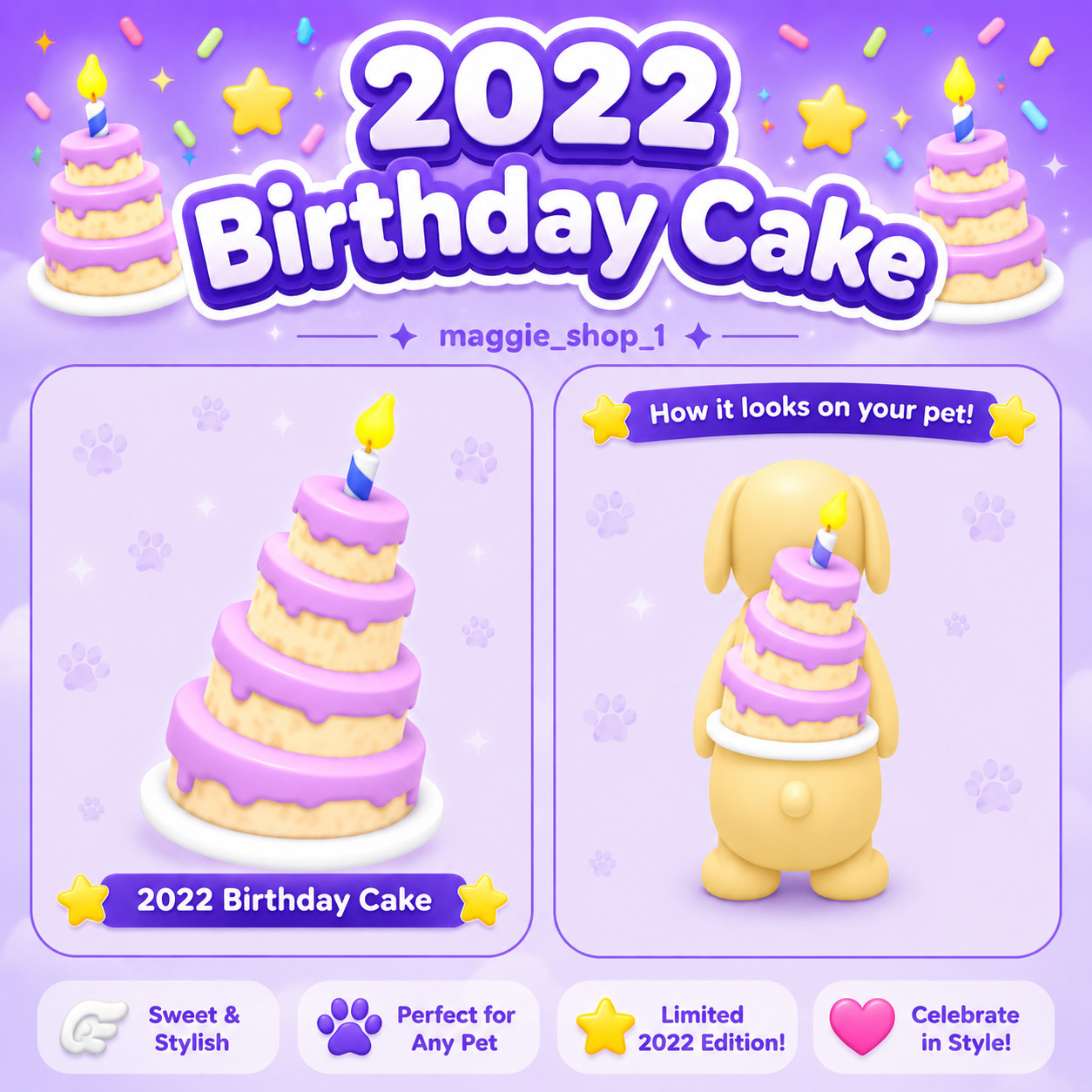 2022 Birthday Cake Pet Wear Adopt From Me Today ✨ Fast Delivery ✨ Top Picks ✨