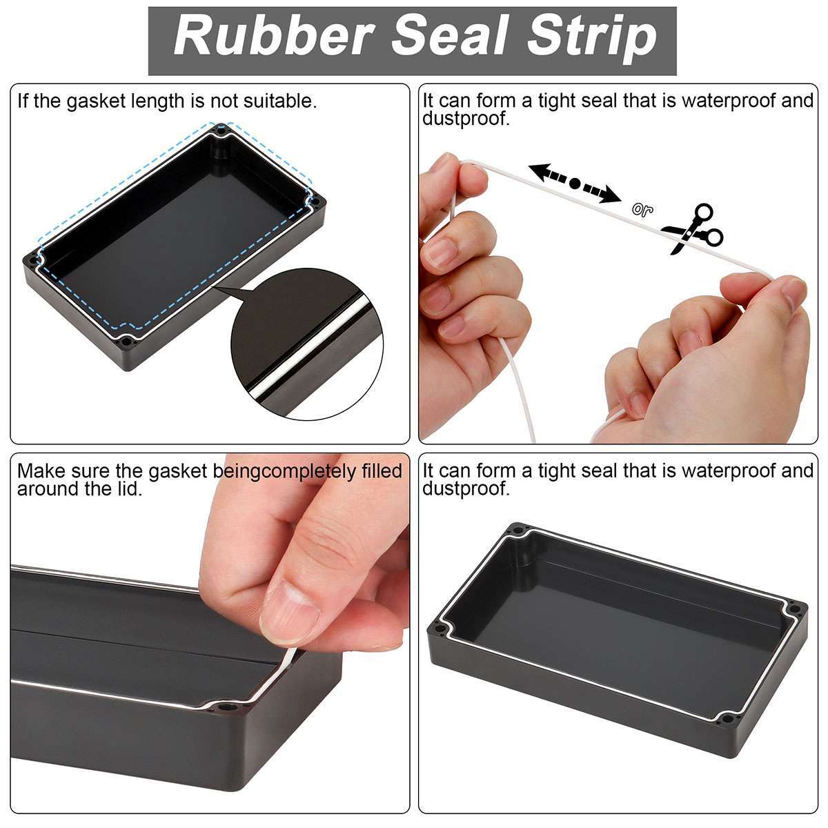 Black Plastic Waterproof Project Enclosure Electrical Junction Box Dustproof DIY