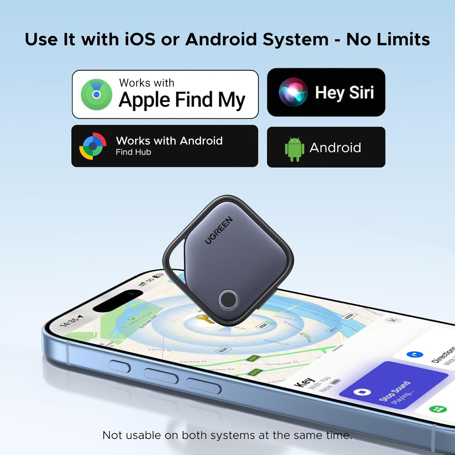 UGREEN Finder Duo (Ios and Android) Air Tracker Tags 4 Pack, Rechargeable Androi