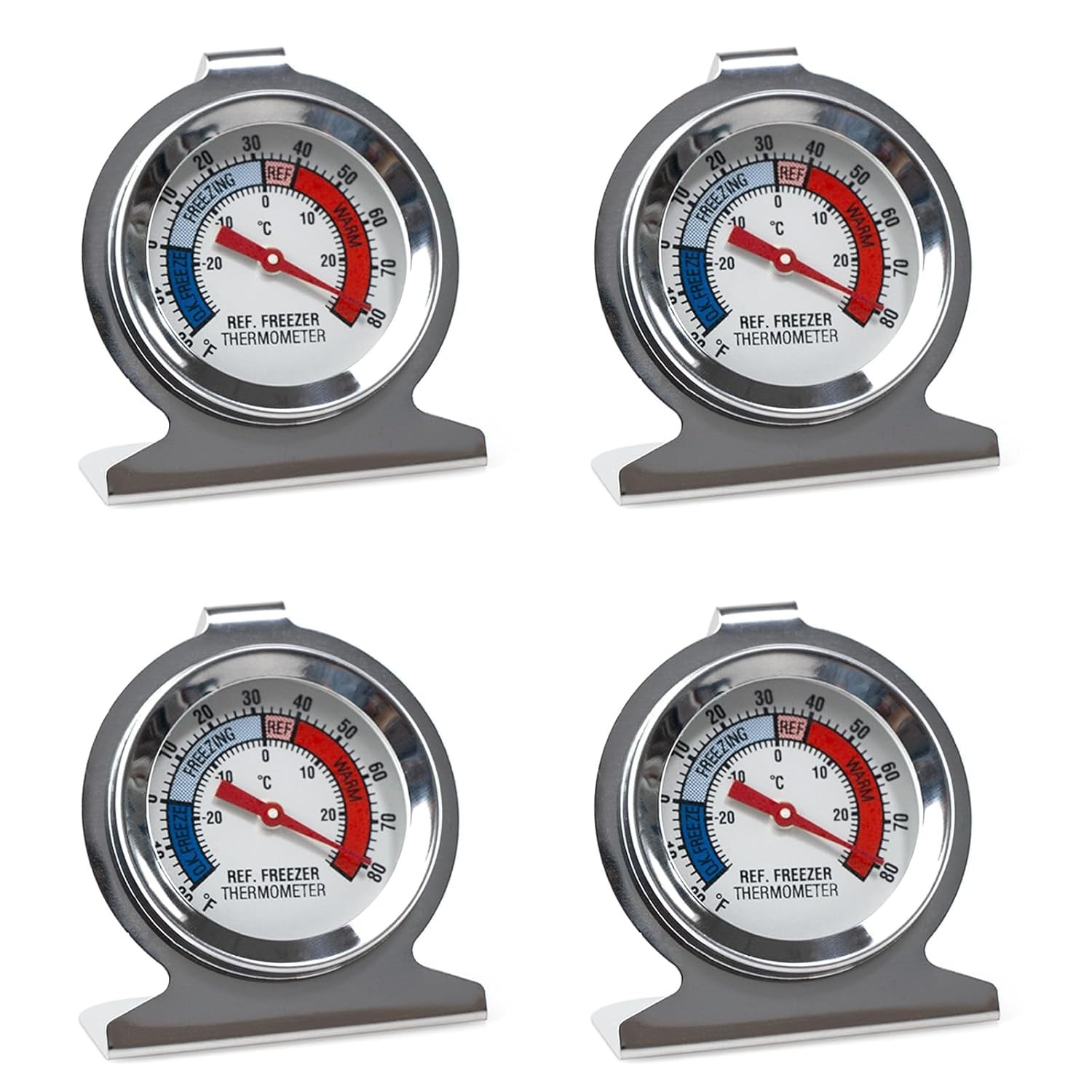 4 Pack Refrigerator Freezer Thermometer, Classic Series Large Dial Analog Thermo
