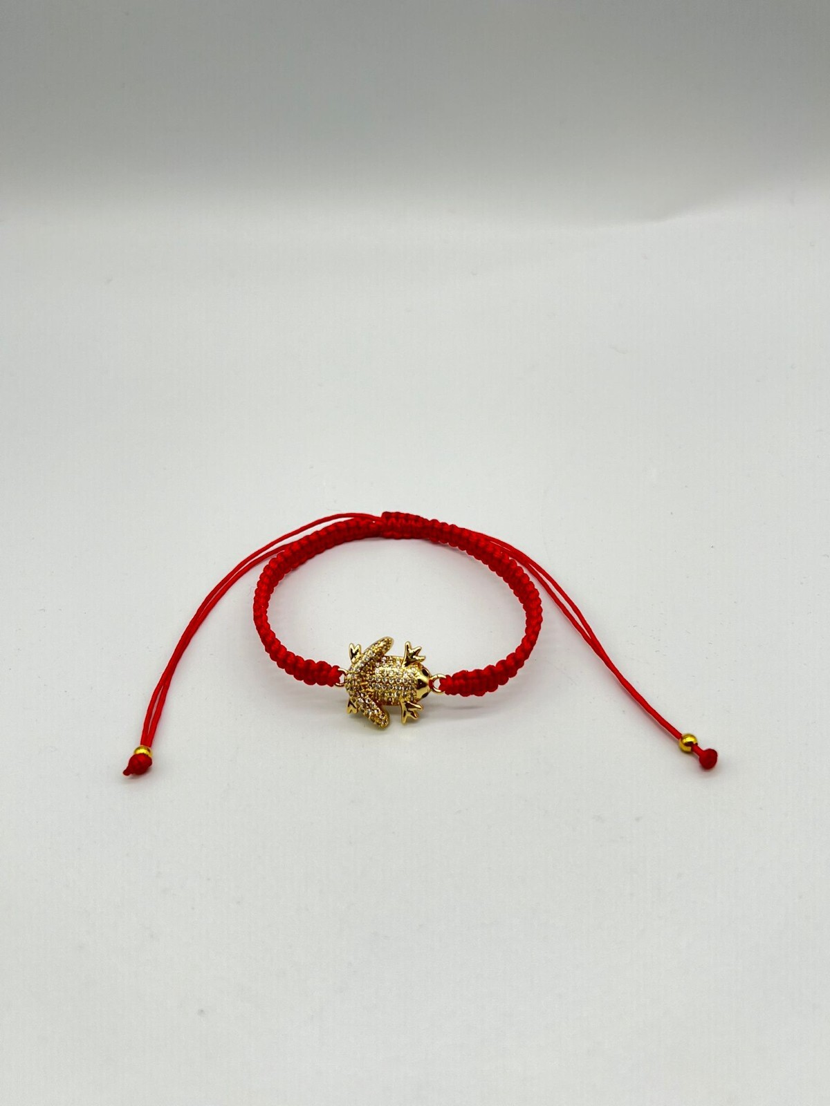 Red Cord Bracelet Braided Textile Frog