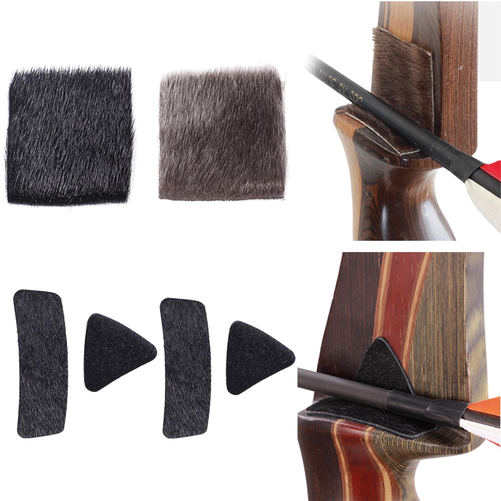 Archery Hair Arrow Rest  4 Packs AllNatural Fur Adhesive Shelf Rests Leather ...
