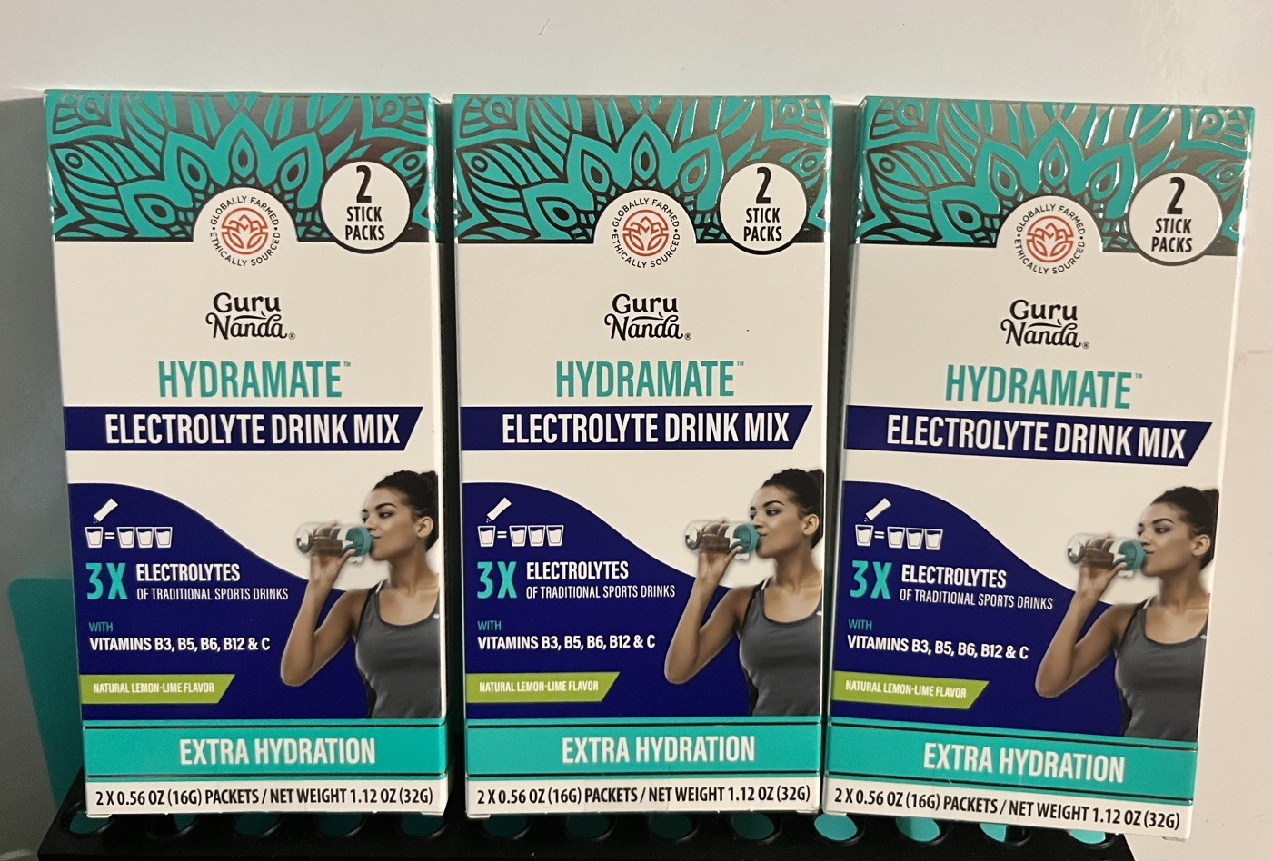 Guru Nanda Hydramate Electrolyte Drink Mix Lemon Lime x3 boxes (6 sticks)