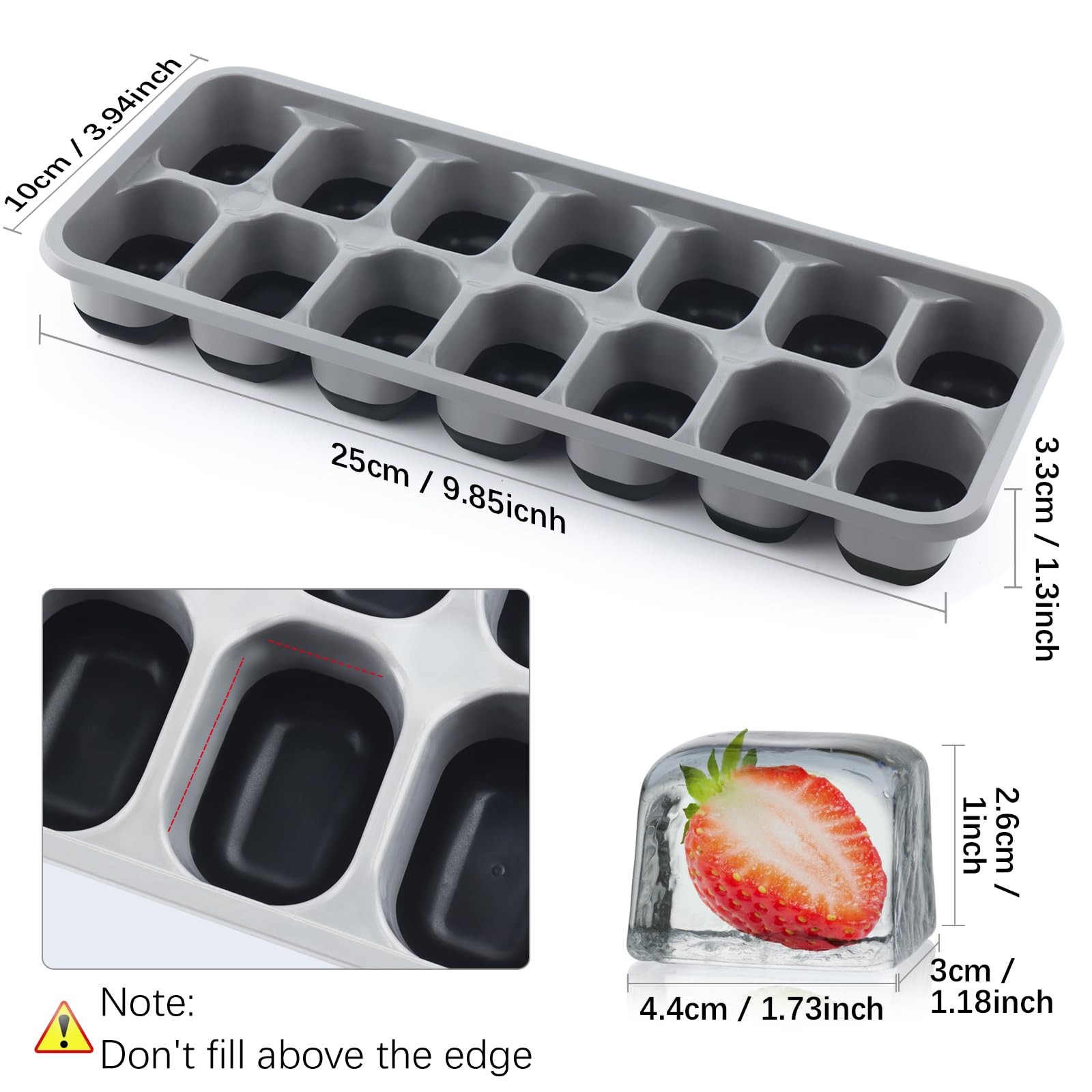 Ice Cube Tray 4 Pack, Easy-Release & Flexible 56 pcs Silicone Ice Cube Trays