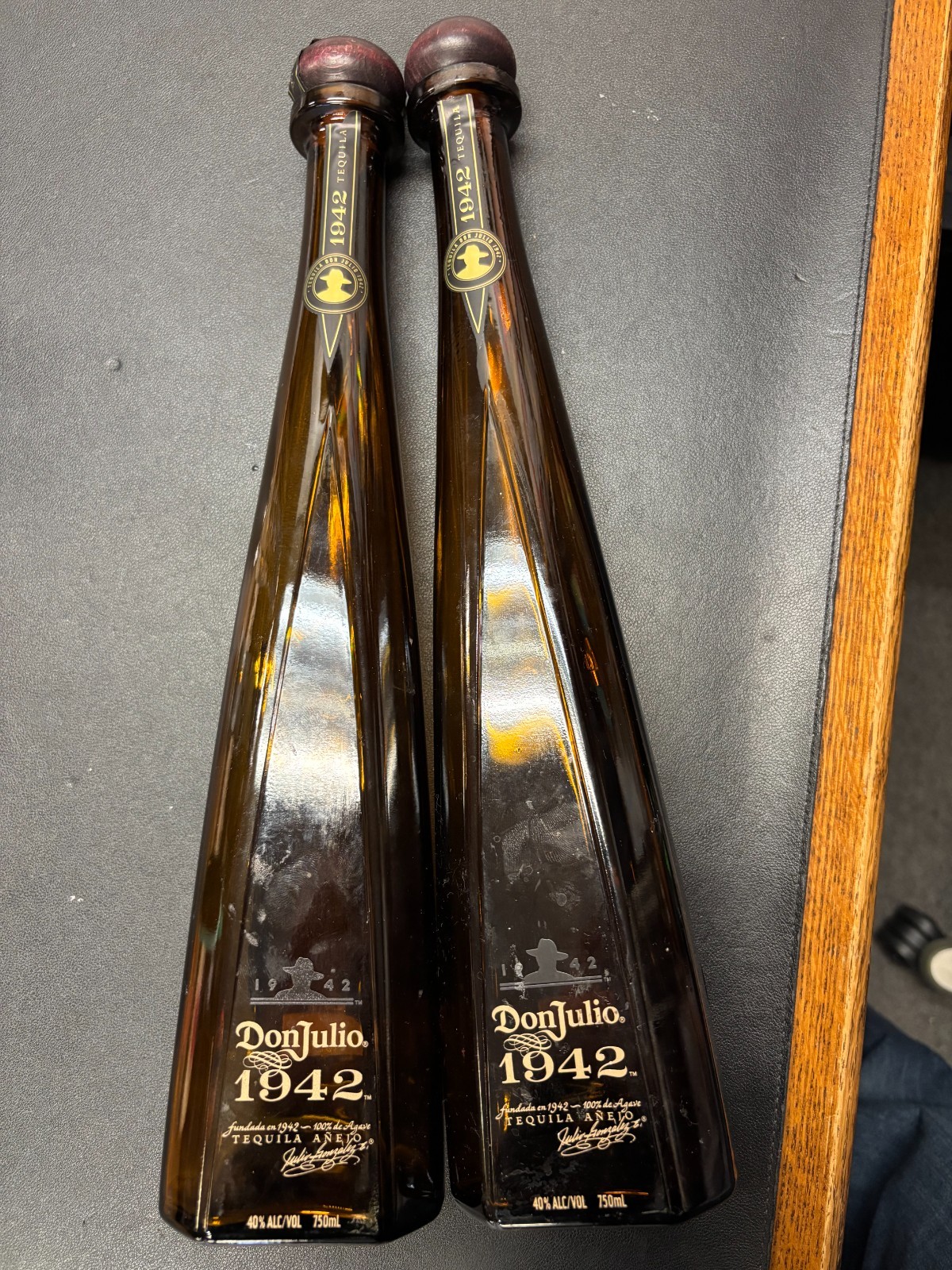 Two Don Julio 1942 empty bottles-Used--UNRINSED