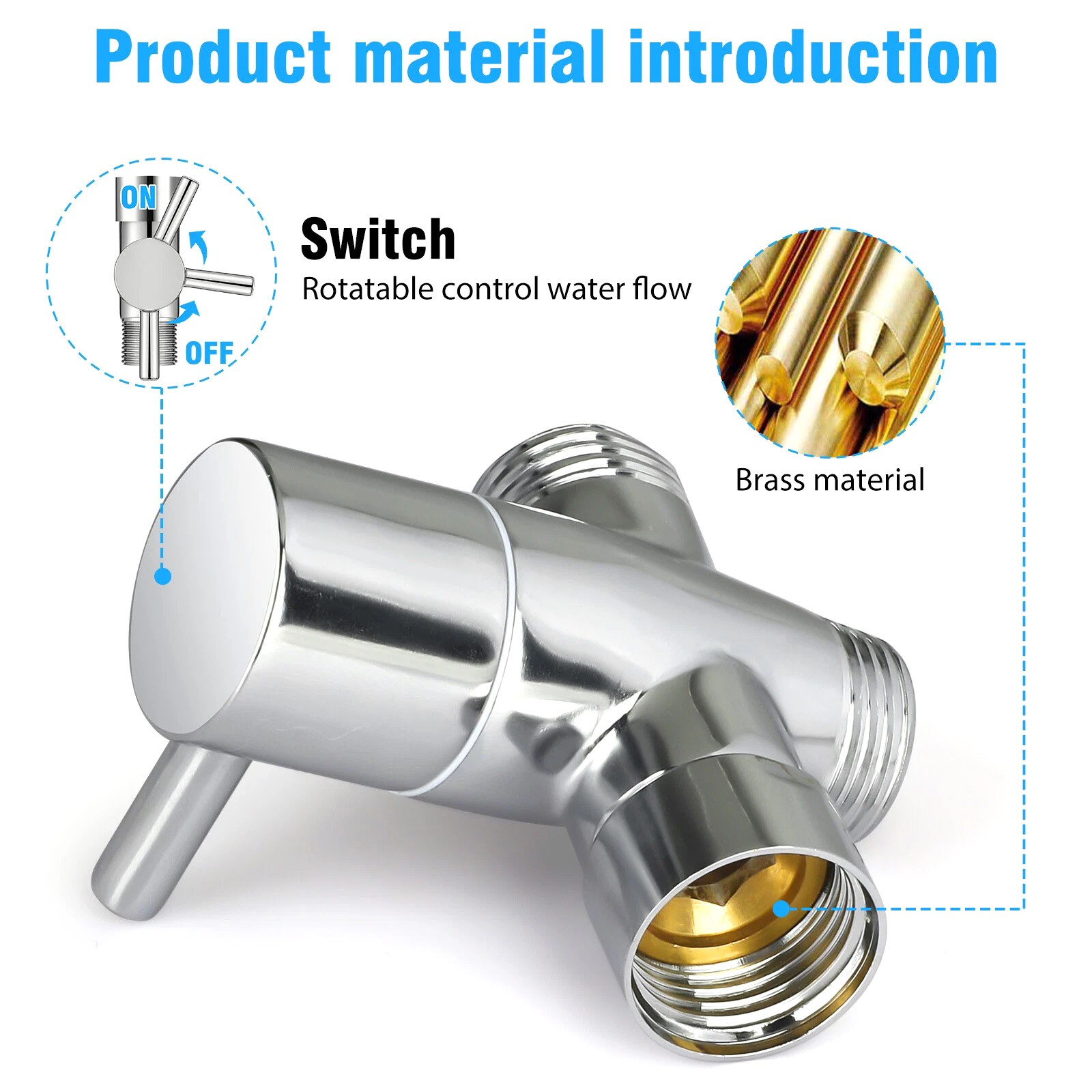 Brass Diverter Valve 1/2in Connection High Pressure Switching Handheld Fixed