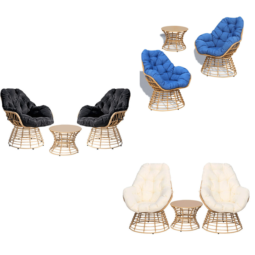 Outdoor Swivel Chair Wicker Patio Furniture 360-Degree Sets Rattan Chair Table