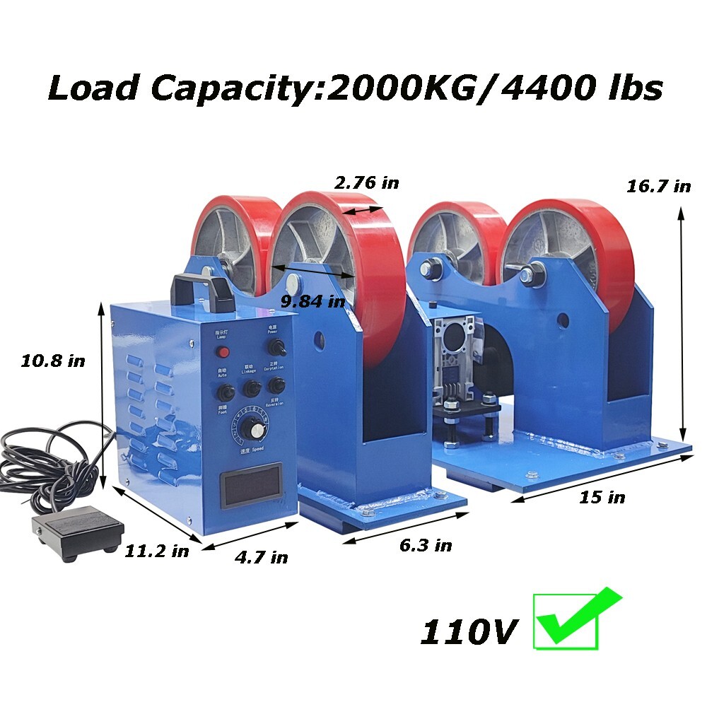 110V 4400 lbs Digital Display Welding Roller Rack Welding Roller Bracket 2T CNC