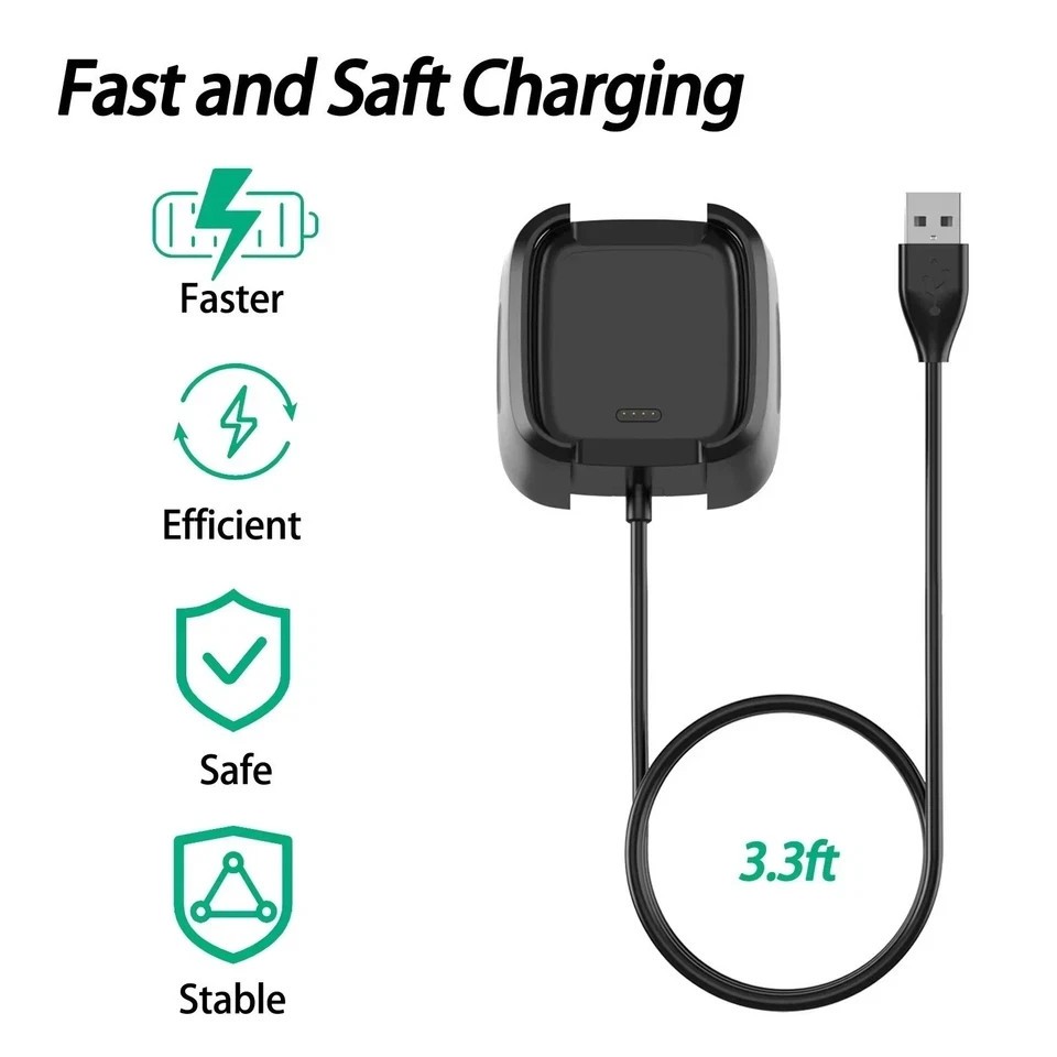 Compact Lead Dock Charger For Fitbit Versa 2 Charger USB Charging Cables