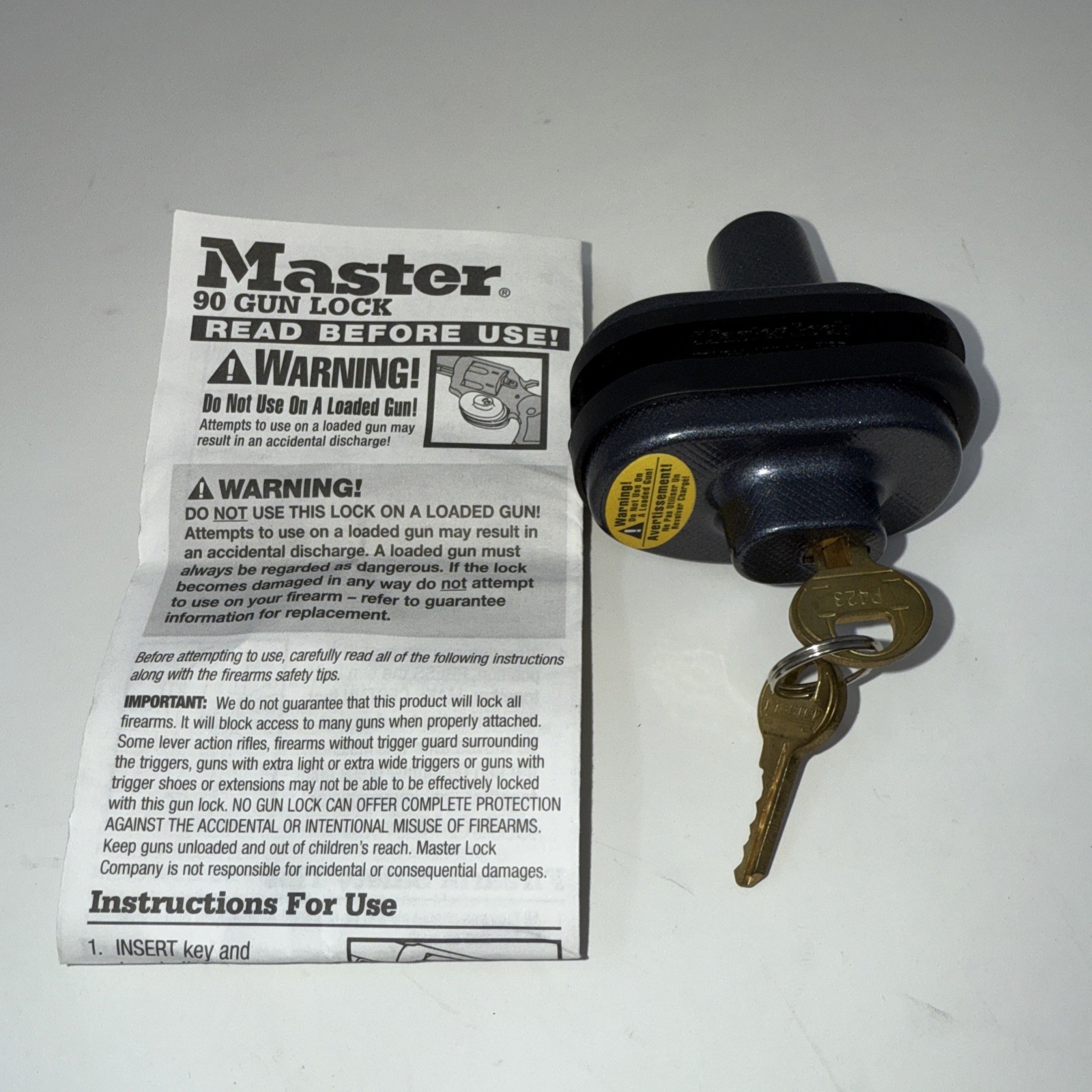Master Lock 90 Gun Lock Trigger Lock With 2 Keys Child Kid Safety New