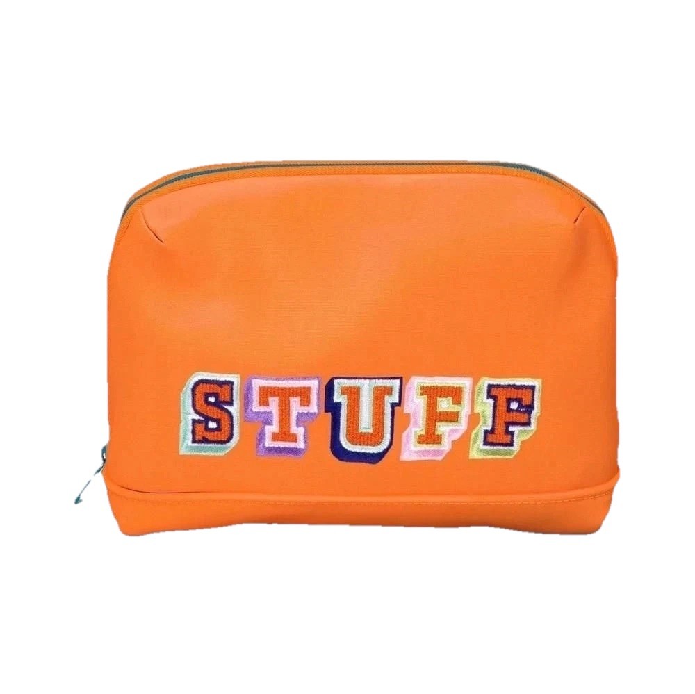 Tech Pouch Heyday Coral Orange Word STUFF Embroidery Computer Accessories Bag
