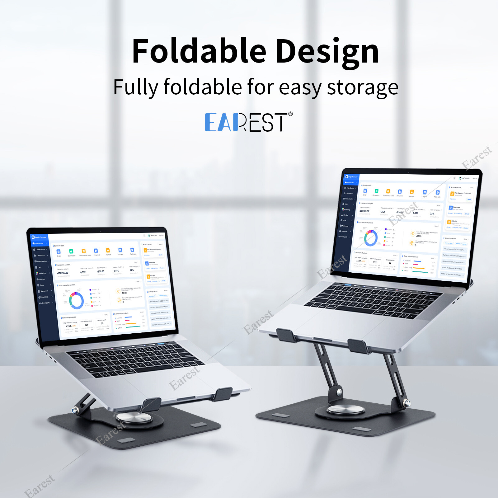 360° Rotating Metal Laptop Stand Riser Foldable Computer Notebook Holder Desk
