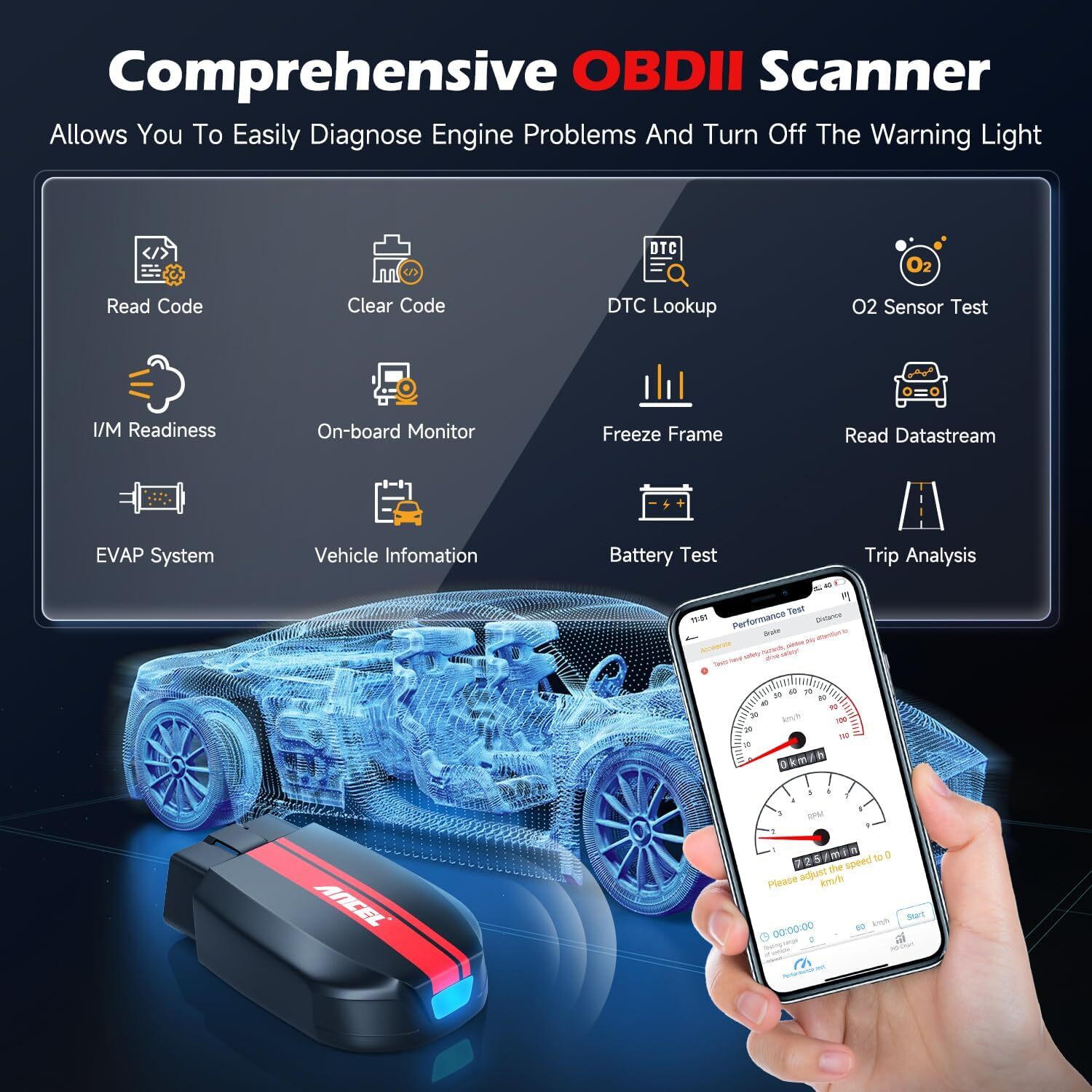 ANCEL BD200 Car OBD2 Scanner Bluetooth Code Reader Check Engine Diagnostic Tool
