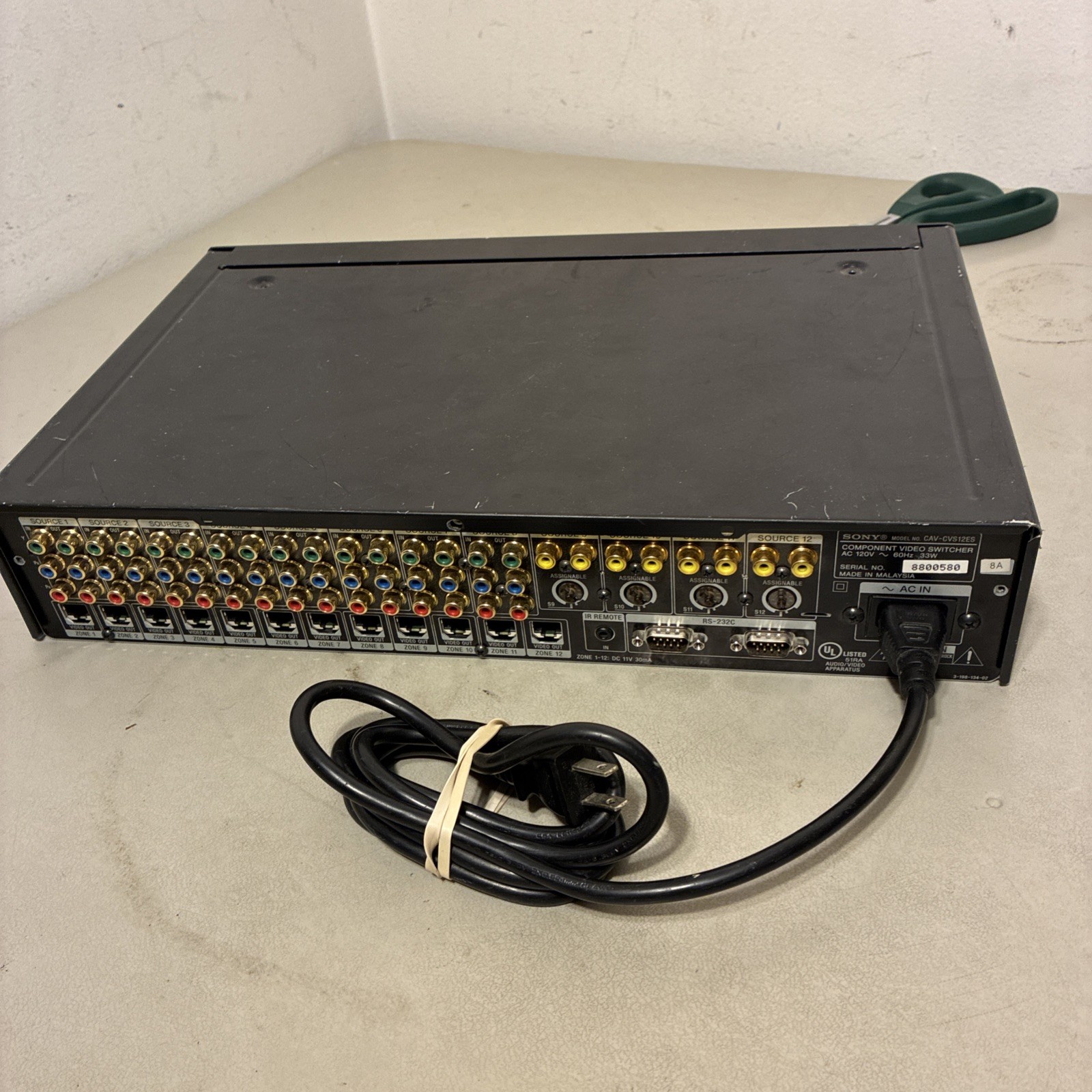 Sony CAV-CVS12ES 12x12 HD Component Video Matrix Switcher, Multi-Zone UNTESTED