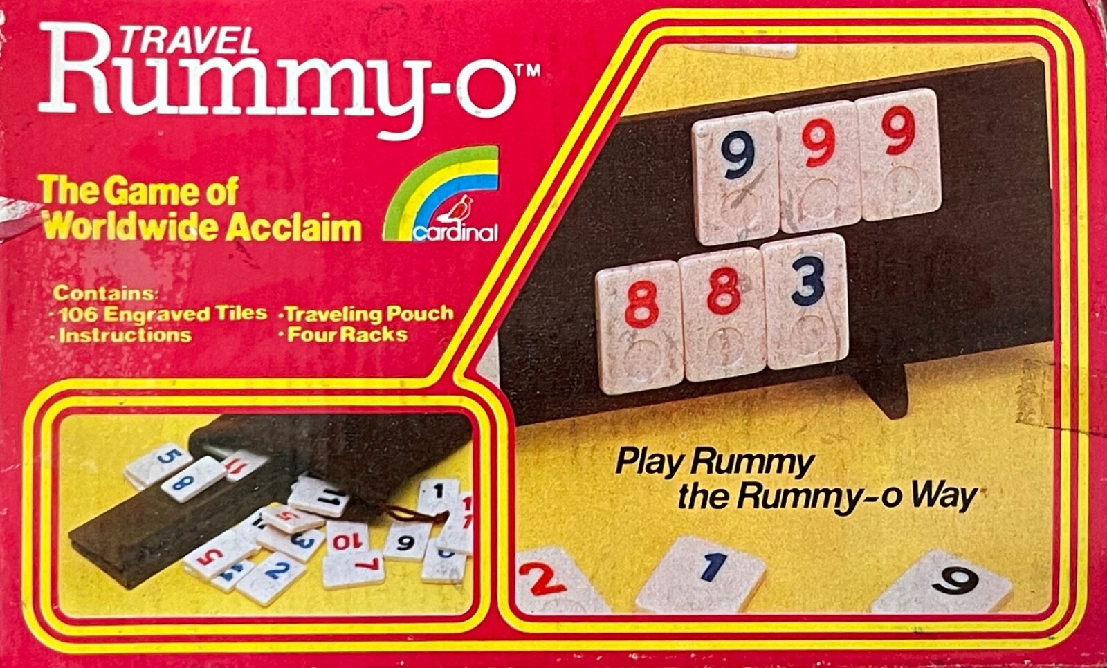 Rummy-O Travel Individual Replacement Rack or Leg Game Pieces - 1977 Cardinal