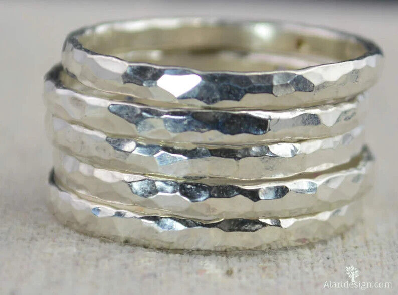 4 Set Super Thin 925 Sterling Silver Band Statement Ring Handmade Ring All size