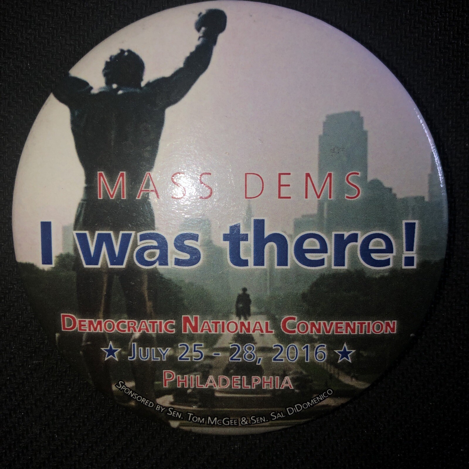 Mass Dems I Was There DNC 2016 Philadelphia  3” pinback button