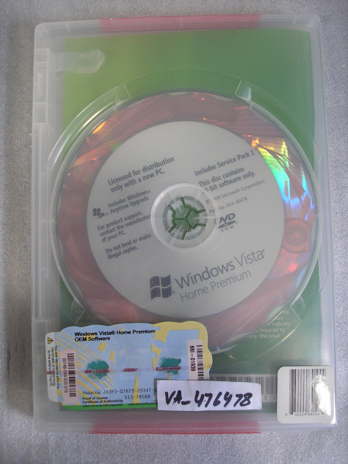 Microsoft Windows Vista Home Premium Full 64 Bit x64 w/SP1 DVD MS WIN =SEALED=
